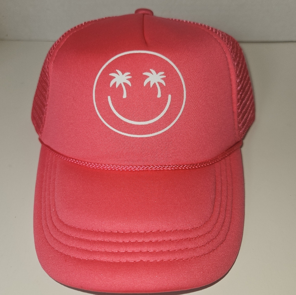 Happy Face Trucker Hat Happy Smile adjustable Fushsia Baseball Cap